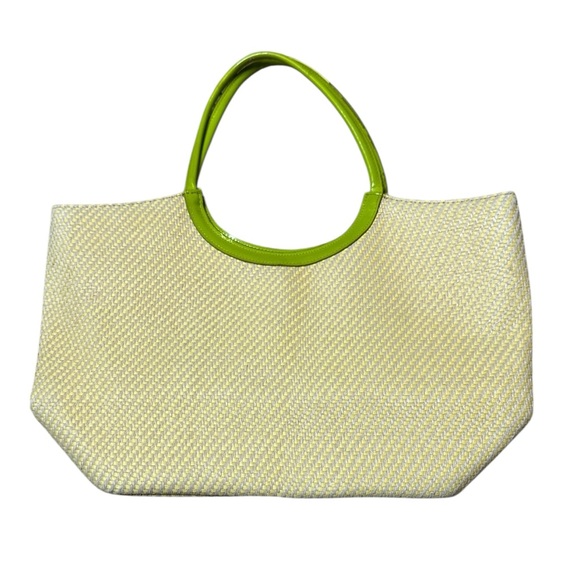 Echo | Woven Straw -like Tropical Bag in Yellow & Gray - Picture 1 of 12